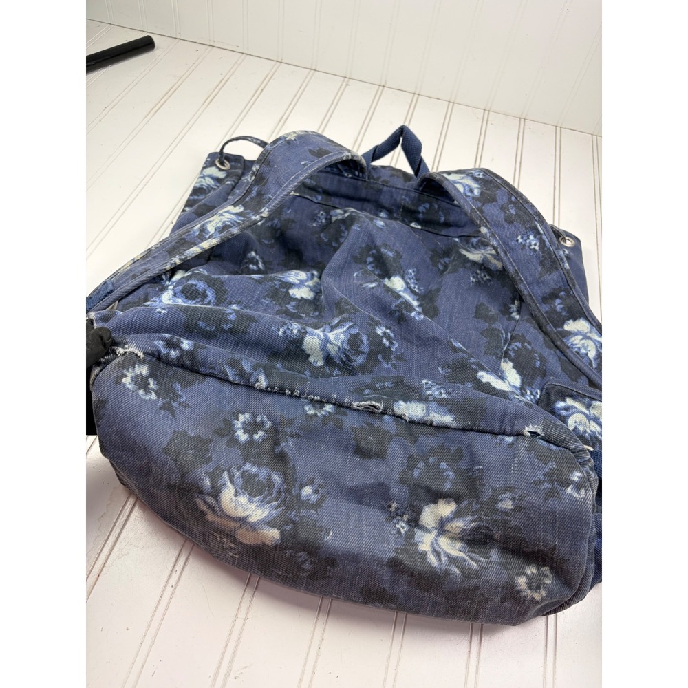 Aรฉropostale Blue Denim Floral Canvas Travel Laptop Backpack - Picture 4 of 12